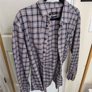 BOSS Men's Navy Plaid Button-Down Shirt